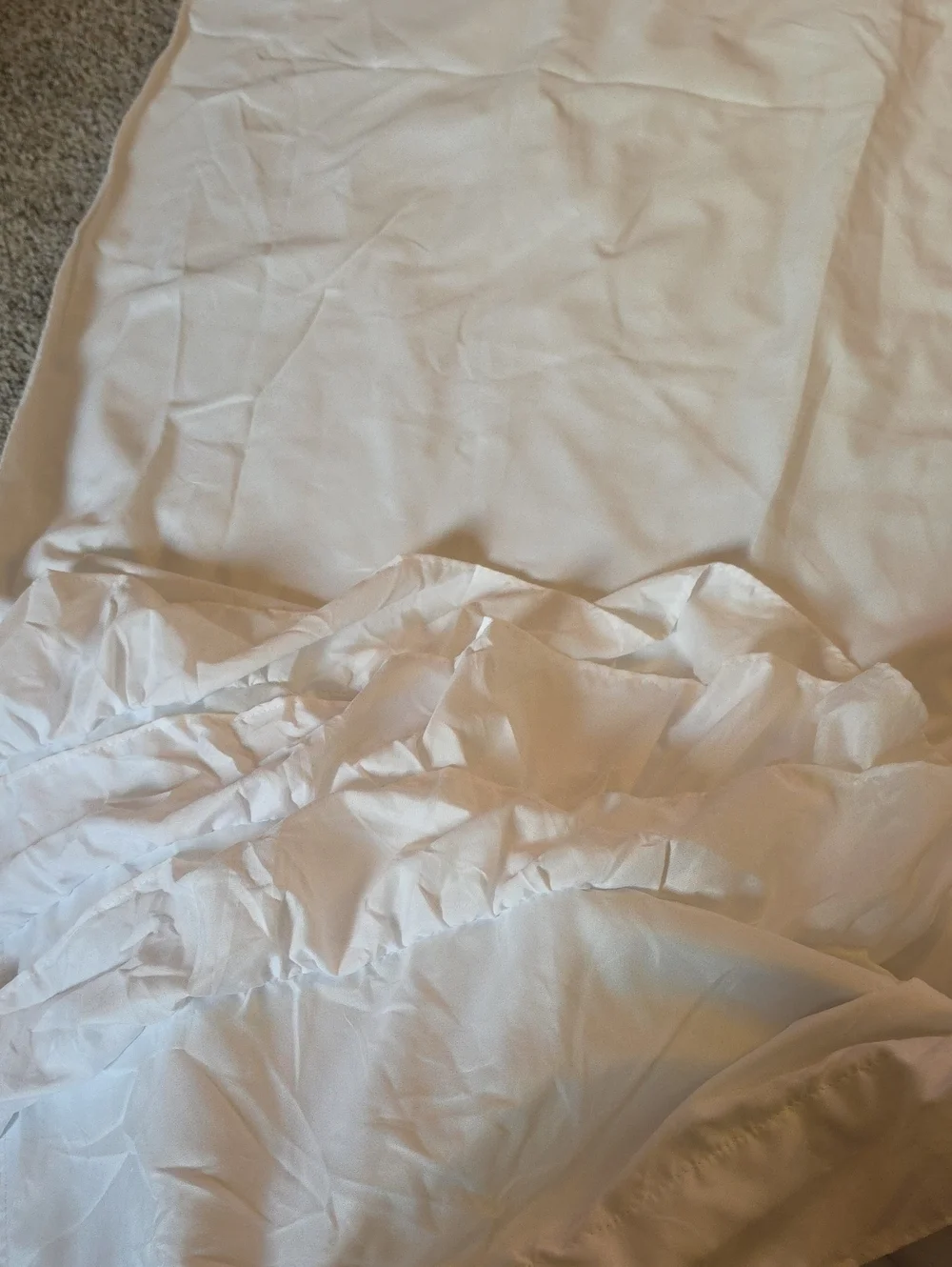 Two Pillowfort ruffle blackout curtain panels white 42 x 84